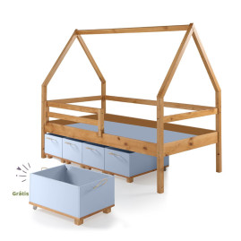 Cama Montessori Kisla + 4 Bau + 1 Bau Gratis - AD/AZ