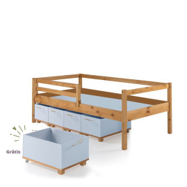 Cama Montessori Pluto + 4 Bau + 1 Bau Gratis - AD/AZ